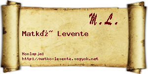 Matkó Levente névjegykártya